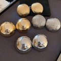 Chic Striped Metal Semi-Circle Drop Earrings Geometric Round Statement Jewelry For Women view 4