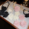 French Vintage Fabric Flower Jewelry Set With Necklace Bracelet Earrings For Chic Office Style view 1