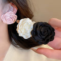 French Vintage Fabric Flower Jewelry Set With Necklace Bracelet Earrings For Chic Office Style view 3