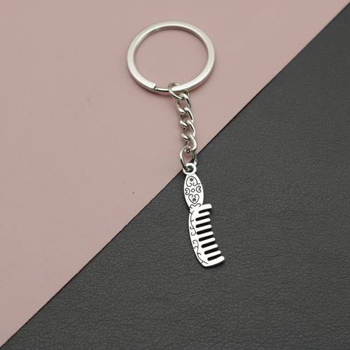 Metal Comb Shape Keychain Beauty Bag Charm Gift