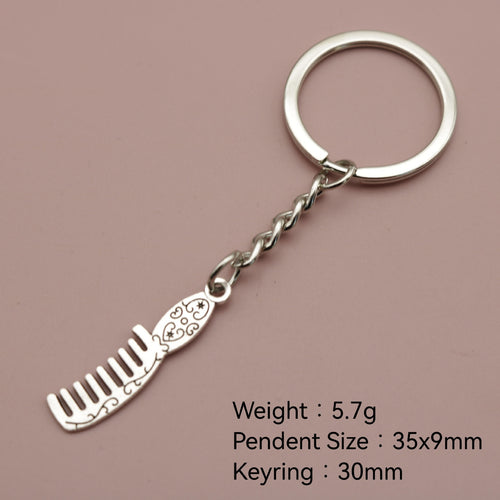 Metal Comb Shape Keychain Beauty Bag Charm Gift