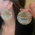 Zirconia Paved Geometric Round Hoop Earrings European Style Luxury Statement Jewelry view 3