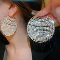 Zirconia Paved Geometric Round Hoop Earrings European Style Luxury Statement Jewelry view 2
