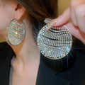 Zirconia Paved Geometric Round Hoop Earrings European Style Luxury Statement Jewelry view 4
