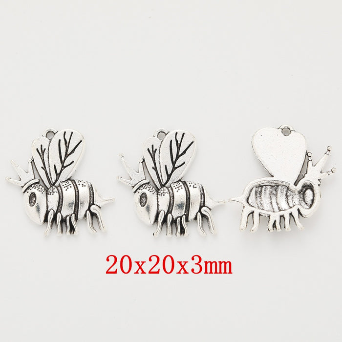 Antique Silver Zinc Alloy Bee Charm Pendant No.815061 for DIY Necklace Bracelet Jewelry Making