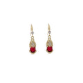 Luxury Chinese New Year Pixiu Red Crystal Rhinestone Gold Alloy Drop Dangle Jewelry Set Earrings view 5