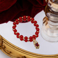 Luxury Chinese New Year Pixiu Red Crystal Rhinestone Gold Alloy Drop Dangle Jewelry Set Earrings view 4