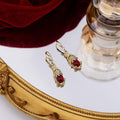 Luxury Chinese New Year Pixiu Red Crystal Rhinestone Gold Alloy Drop Dangle Jewelry Set Earrings view 3