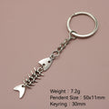 Zinc Alloy Fish Bone Keychain For Bag Charm Gift – Silver view 2