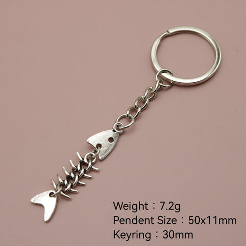 Zinc Alloy Fish Bone Keychain For Bag Charm Gift – Silver
