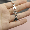 Zinc Alloy Fish Bone Keychain For Bag Charm Gift – Silver view 3