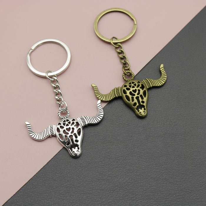Zinc Alloy Bull Head Keychain Minimalist Bag Charm Gift