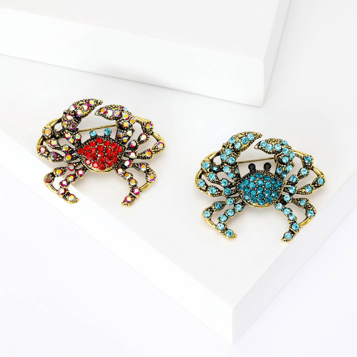 Alloy Full Rhinestone Crab Brooch Pin For Clothing Accessories
