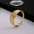 European African Style Multi Line Open Bangle, Bold Brushed C Shape Geometric Metal Bracelet view 2