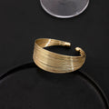 European African Style Multi Line Open Bangle, Bold Brushed C Shape Geometric Metal Bracelet view 3