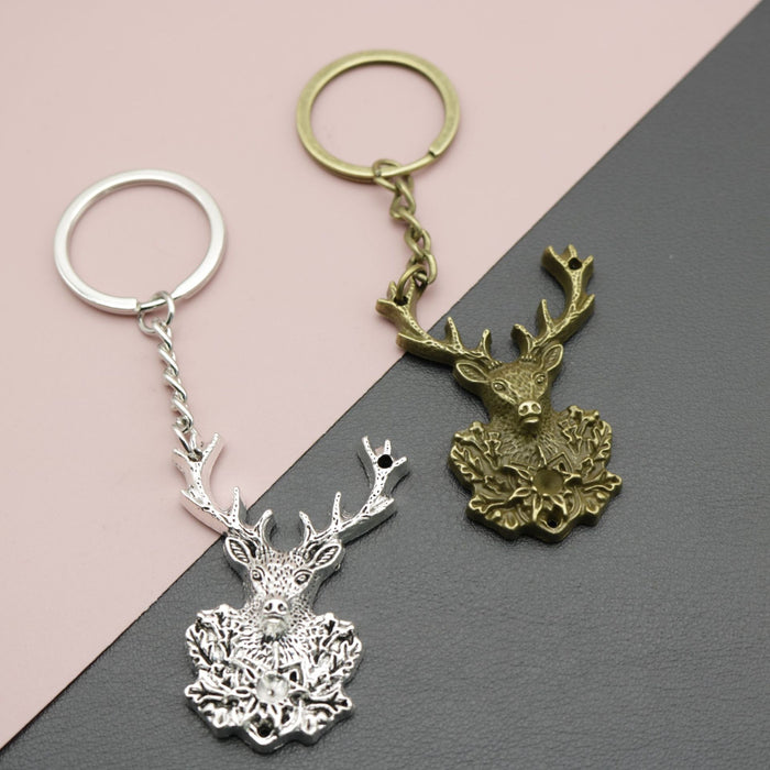 Zinc Alloy Deer Head Shape Keychain Car Key Ring Gift