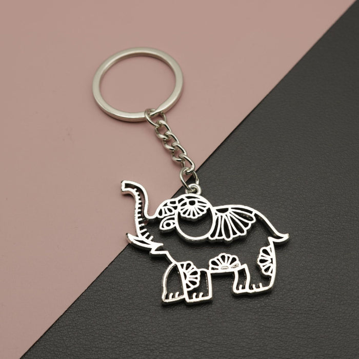 Metal Simple Elephant Keychain Animal Bag Charm Gift