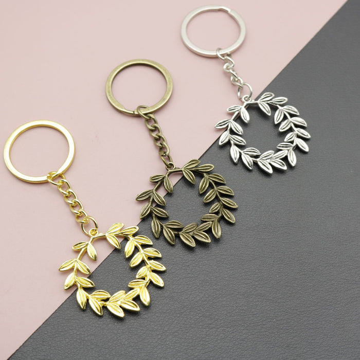 Metal Minimalist Wreath Keychain Bag Charm Gift