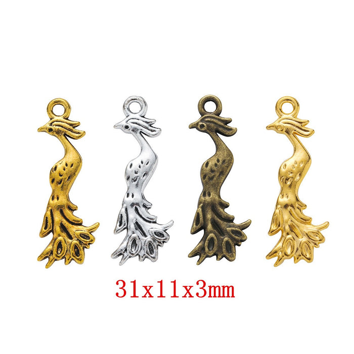Zinc Alloy Peacock Charm Pendant for DIY Necklace Bracelet Jewelry Making