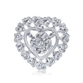 Silver Tone Heart Crystal Metal Brooch Pin for Jackets and Lapels view 1