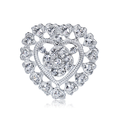 Front product view of the heart brooch pin in silver