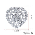 Silver Tone Heart Crystal Metal Brooch Pin for Jackets and Lapels view 2