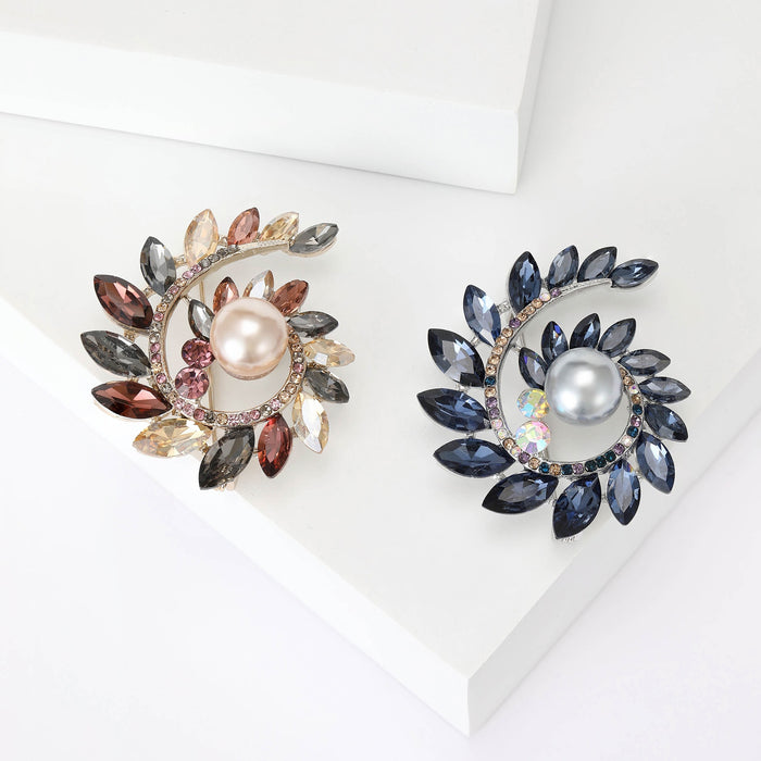 Alloy Rhinestone Olive Branch Wreath Brooch For Suit Jackets