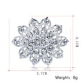 Blue Silver Tone Flower Crystal Metal Brooch Pin for Jackets and Lapels view 3