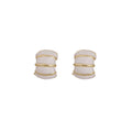 Elegant Winter Minimalist White Knitted Wool Wrapped Geometric Arc Silver Needle Alloy Stud Earrings view 5