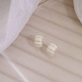Elegant Winter Minimalist White Knitted Wool Wrapped Geometric Arc Silver Needle Alloy Stud Earrings view 2