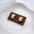Elegant Winter Minimalist White Knitted Wool Wrapped Geometric Arc Silver Needle Alloy Stud Earrings view 1
