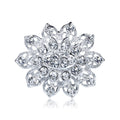 Blue Silver Tone Flower Crystal Metal Brooch Pin for Jackets and Lapels view 1