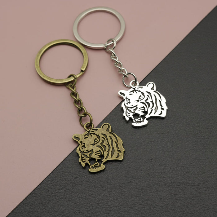 Zinc Alloy Tiger Head Keychain Bag Charm Gift