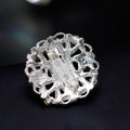 Silver Tone Flower Openwork Crystal Metal Brooch Pin view 5