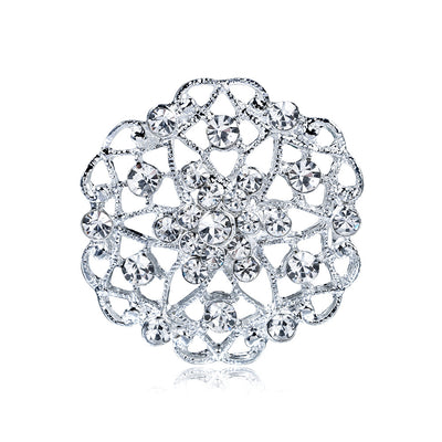 Front product view of the flower brooch pin in silver and blue