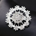 Silver Tone Flower Crystal Metal Brooch Pin 2 cm for Jackets and Lapels view 3