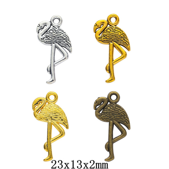 Zinc Alloy Flamingo Charm Pendant for DIY Necklace Bracelet Jewelry Making