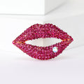 Alloy Rhinestone Lips Brooch Pin For Elegant Lapel Decoration view 2