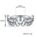 Vintage Angel Wing Heart Ring Creative Couple Jewelry Valentine Gift For Lovers view 3
