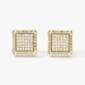 Square Hip Hop Stud Earrings With Full Zircon Micro Pave, Trendy Men's Iced Out Ear Jewelry view 4