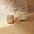 Square Hip Hop Stud Earrings With Full Zircon Micro Pave, Trendy Men's Iced Out Ear Jewelry view 3