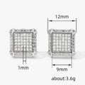 Square Hip Hop Stud Earrings With Full Zircon Micro Pave, Trendy Men's Iced Out Ear Jewelry view 5