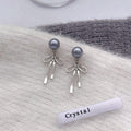Elegant Gray Pearl Bowknot Drop Studs With Removable Tassel Alloy Silver Needle Two Way Earrings view 1