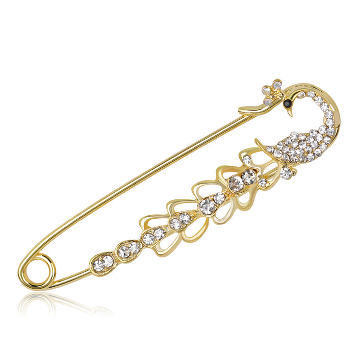 Gold Tone Silver Tone Peacock Metal Brooch Pin for Jackets and Lapels
