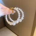 Alloy Irregular Pearl Hoop Earrings With Silver Pins Minimalist Geometric Statement Drop Style view 2