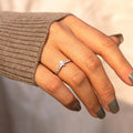 Designer Cubic Zirconia Row Ring For Women, Niche Stackable Pinky Ring With Pave Stones view 3