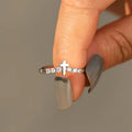 Designer Cubic Zirconia Row Ring For Women, Niche Stackable Pinky Ring With Pave Stones view 2