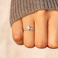 Designer Cubic Zirconia Row Ring For Women, Niche Stackable Pinky Ring With Pave Stones view 1