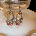 Vintage New Chinese Ethnic Alloy Waterdrop Long Drop Earrings With Elegant Niche Design view 2