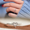 Elegant Minimalist Hollow Heart Ring Korean Style Thin Band Pinky Ring For Women view 1